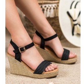 SHELOVET Stylische Keilsandalen schwarz 1