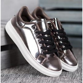 Bona Glänzende Schuhe auf der Plattform braun mehrfarbig 1