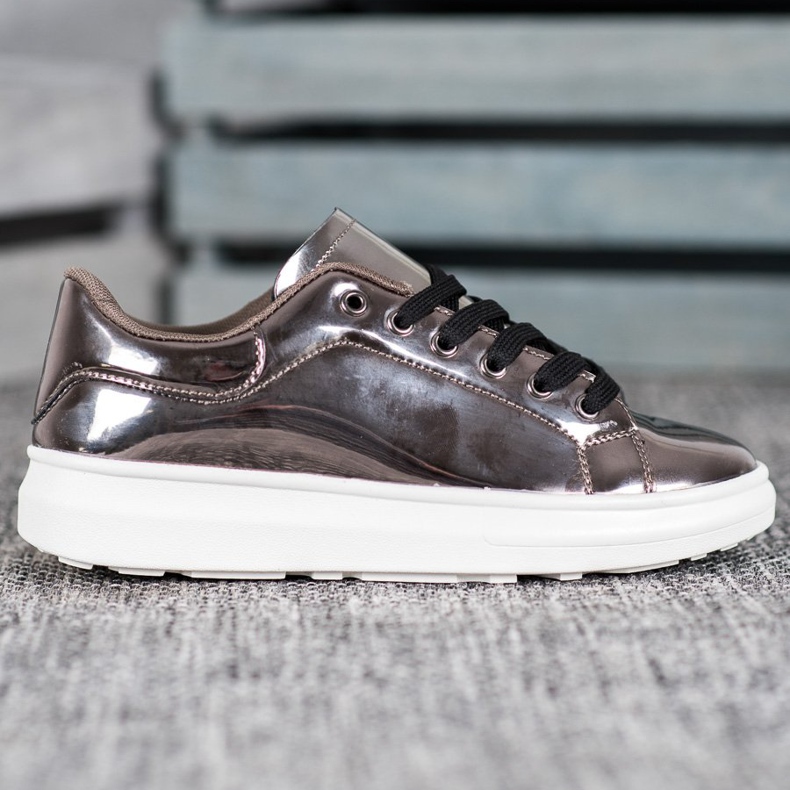 Bona Glänzende Schuhe auf der Plattform braun mehrfarbig 2