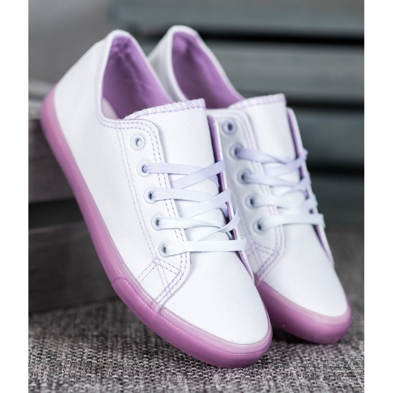 SHELOVET Sneakers mit lila Sohle weiß violett 1