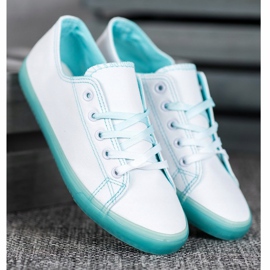 SHELOVET Sneakers mit blauer Sohle weiß 1