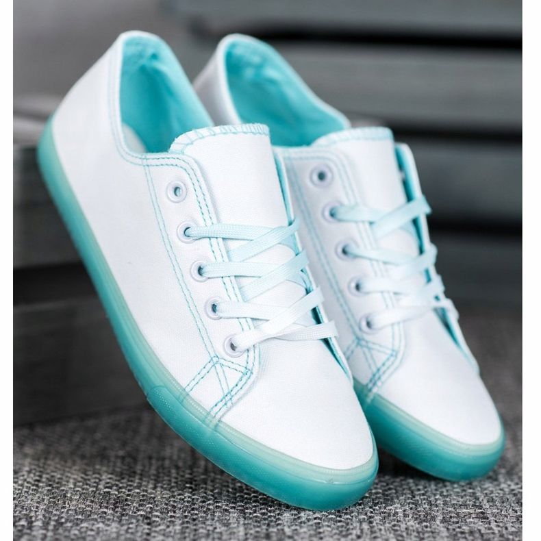 SHELOVET Sneakers mit blauer Sohle weiß 1