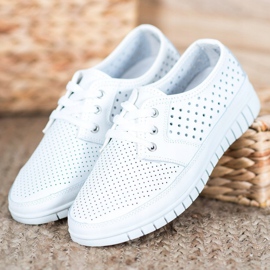 Kylie Leder-Brogues auf der Plattform weiß 1