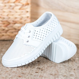 Kylie Leder-Brogues auf der Plattform weiß 2