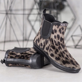 Kylie Gummistiefel aus Wildleder mit Leopardenmuster beige schwarz 1