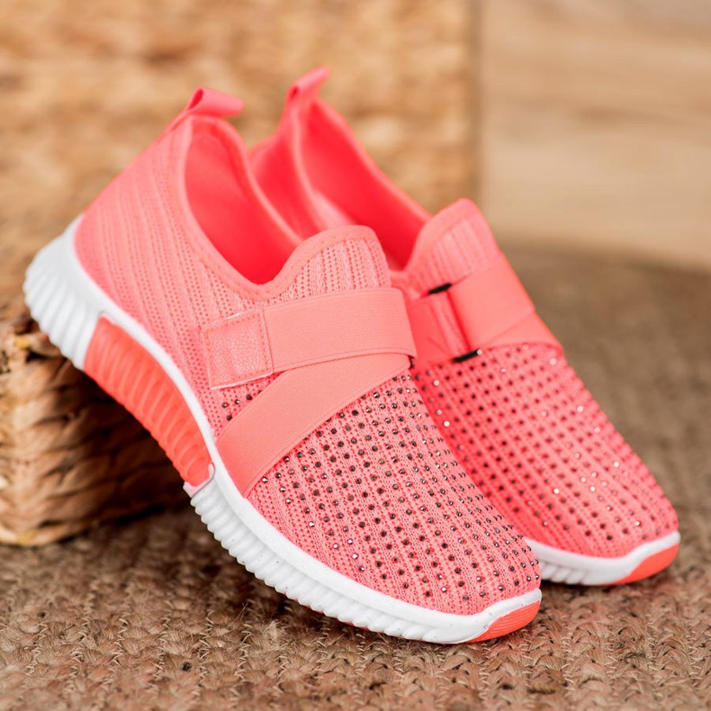 SHELOVET Rosa Slipons mit Kristallen mehrfarbig 1