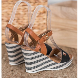 Goodin Modische Keilsandalen braun schwarz mehrfarbig 2