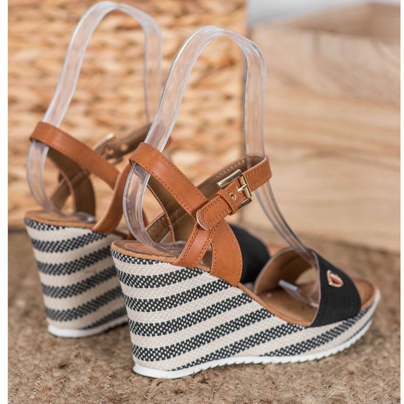 Goodin Modische Keilsandalen braun schwarz mehrfarbig 2