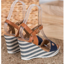 Goodin Modische Keilsandalen braun blau mehrfarbig 1