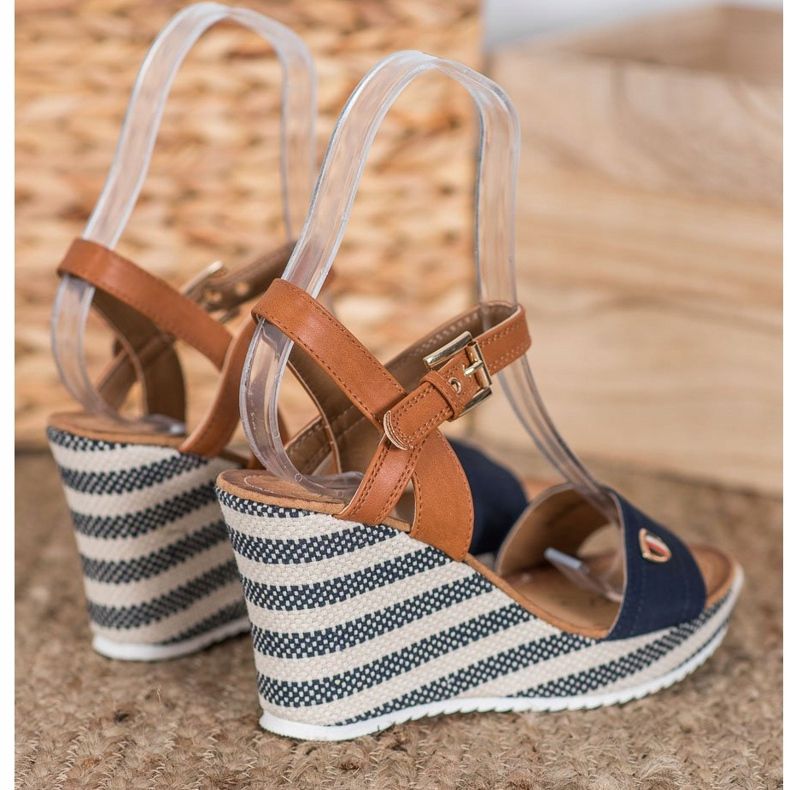 Goodin Modische Keilsandalen braun blau mehrfarbig 1