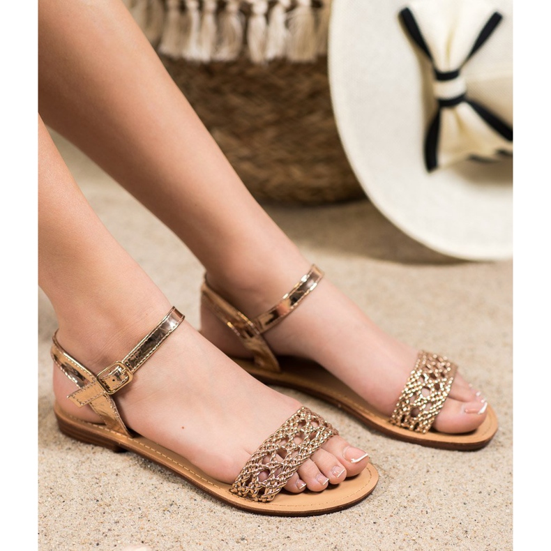 Small Swan Elegante geflochtene Sandalen gelb 2