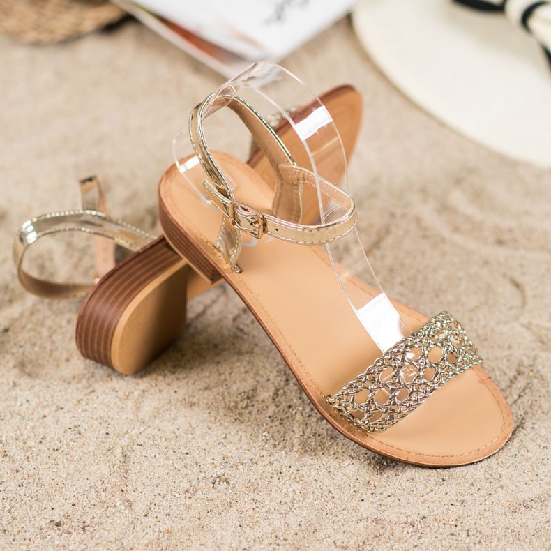 Small Swan Elegante geflochtene Sandalen golden 1