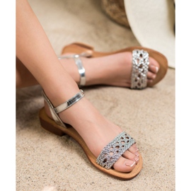 Small Swan Elegante geflochtene Sandalen grau 1