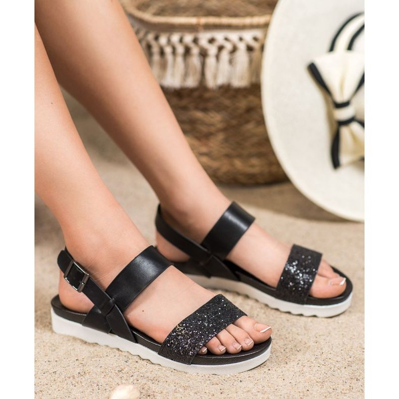 Filippo Schwarze Sandalen auf der Plattform 1