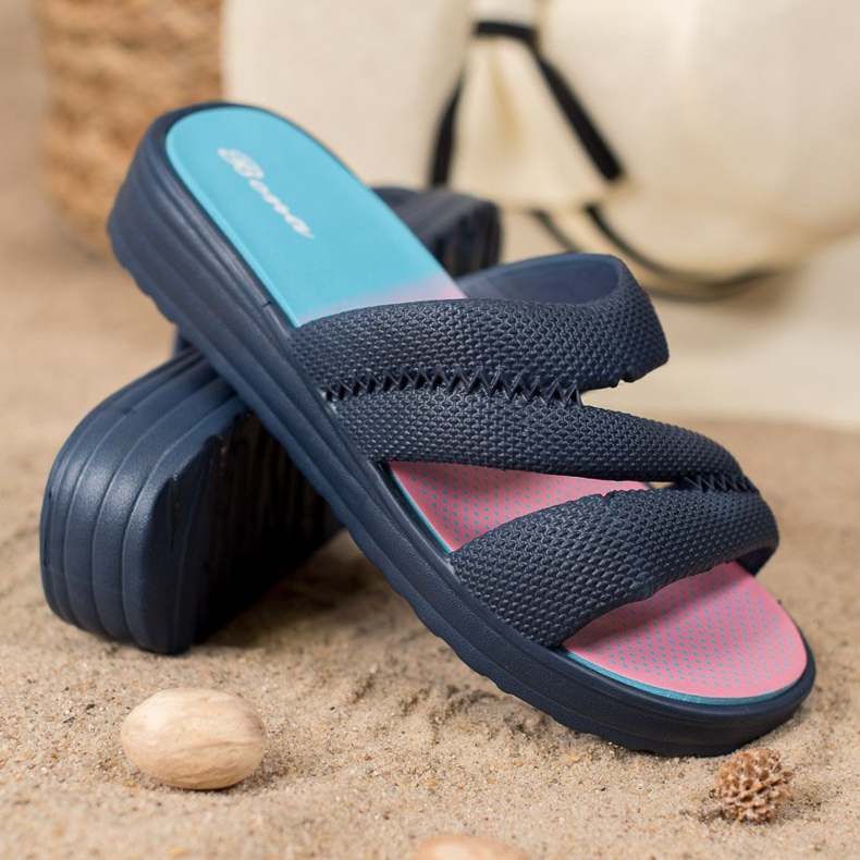 Bona Bequeme marineblaue Hausschuhe 1