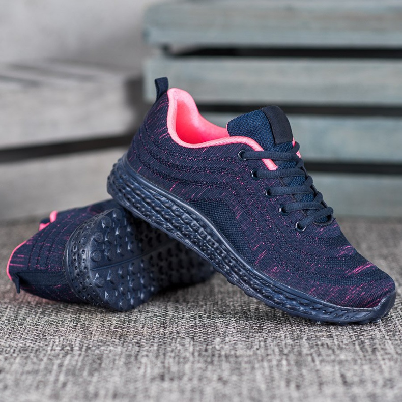 Bona Leichte Textilschuhe marineblau rosa 2