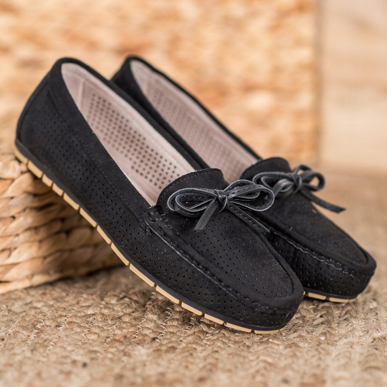 Kylie Bequeme Slipper mit Schleife schwarz 1