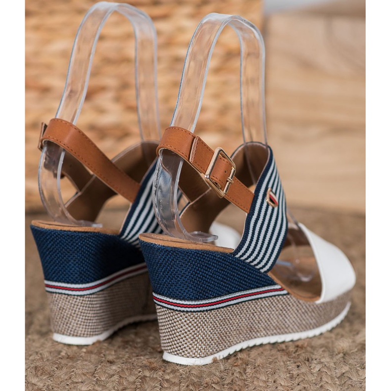 Goodin Keilsandalen weiß blau 1