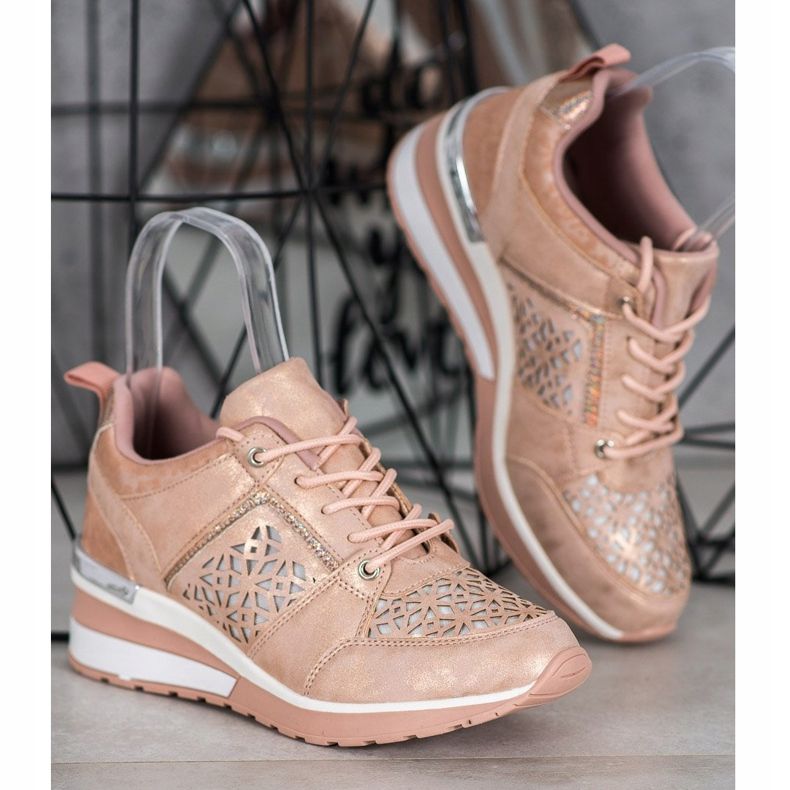 Kylie Sneakers mit durchbrochenem Muster braun rosa 1