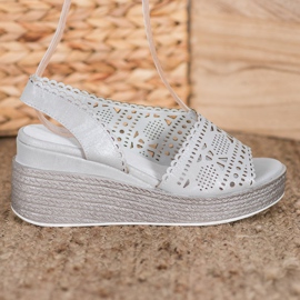 Goodin Durchbrochene Keilsandalen grau 1