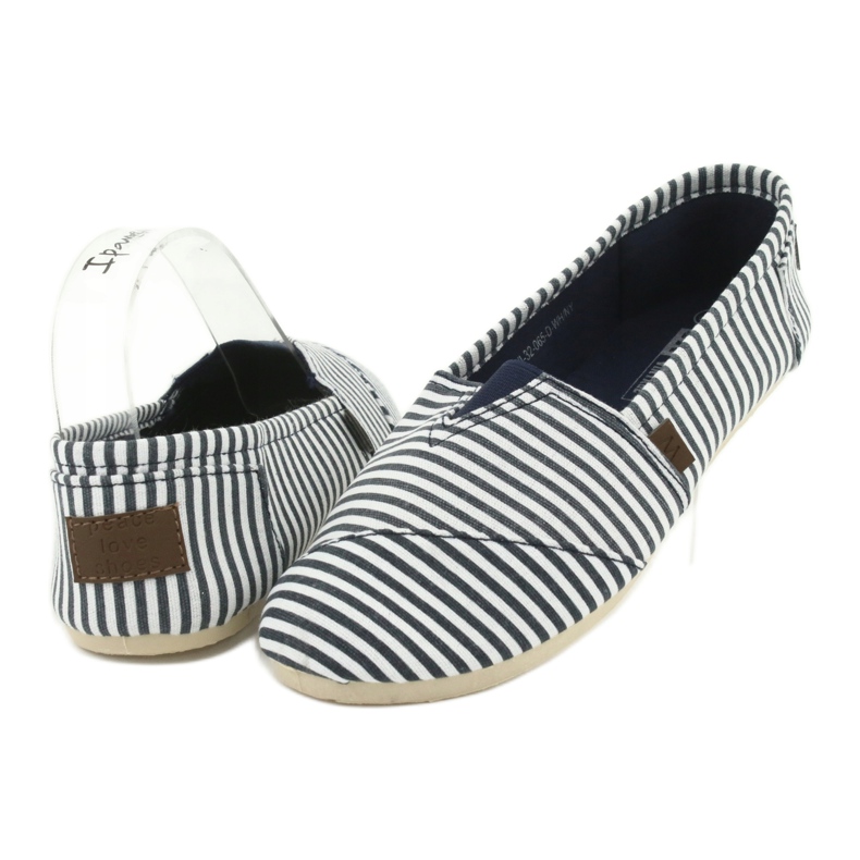 Wishot Bequemer, modischer Streifensneaker 32-065, weiß und blau 3