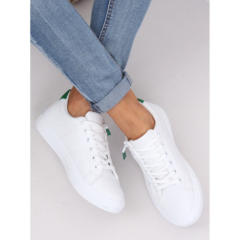 Weiße BY-231 WHITE / GREEN Damen-Sneaker 2