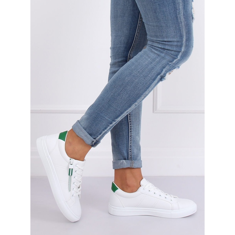 Weiße BY-231 WHITE / GREEN Damen-Sneaker 1