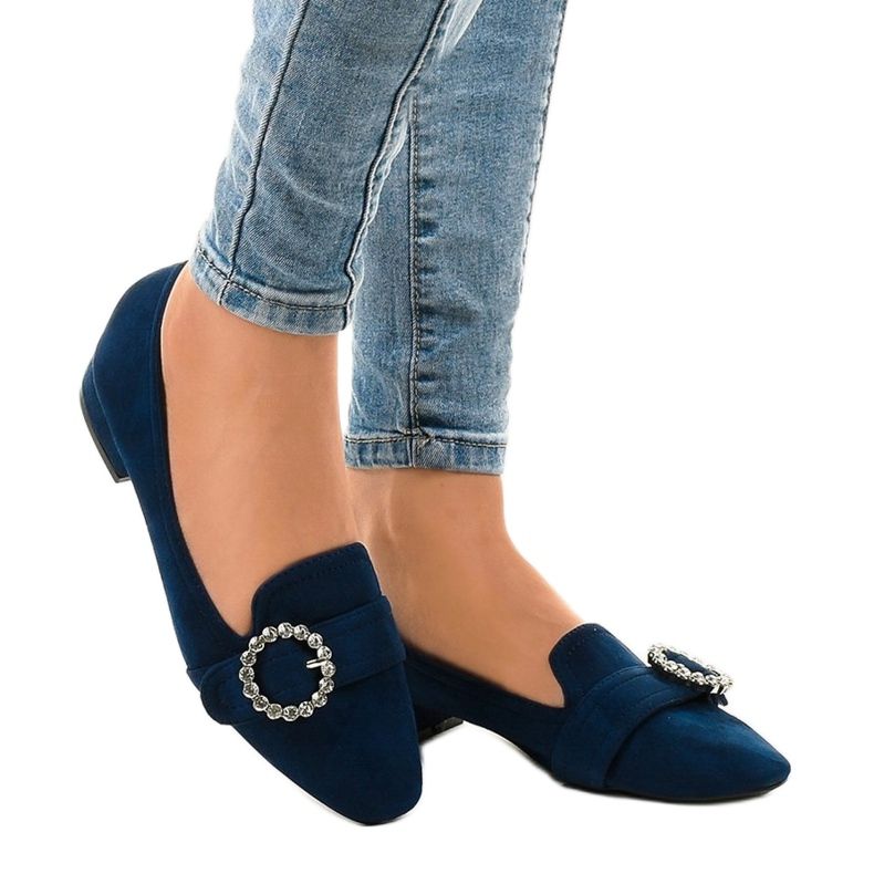 Marineblaue Wildleder High Heels L419 navy blau 1