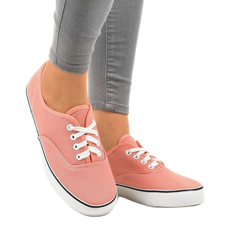 Klassische lachsfarbene Damensneaker DTS92A-36 mehrfarbig orange rosa 1