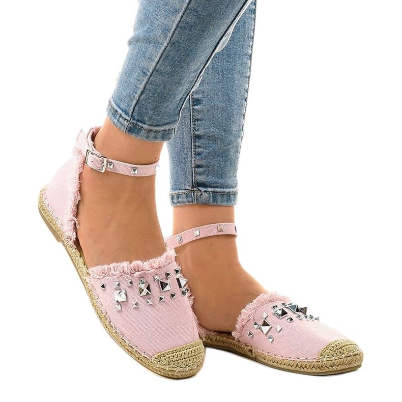 Rosa Espadrilles mit 2399 Nieten 1