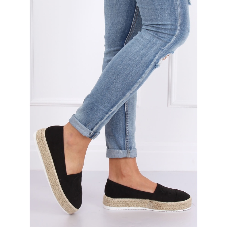 Schwarze Damen Espadrilles T341P Schwarz 2