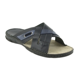 Bequeme Lederhausschuhe Naszbut 055 marineblau blau 1