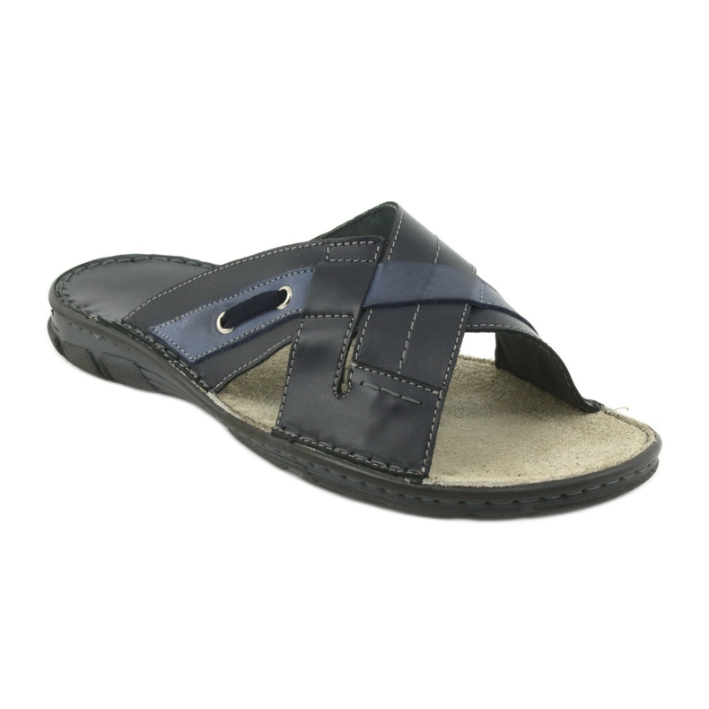 Bequeme Lederhausschuhe Naszbut 055 marineblau blau 1