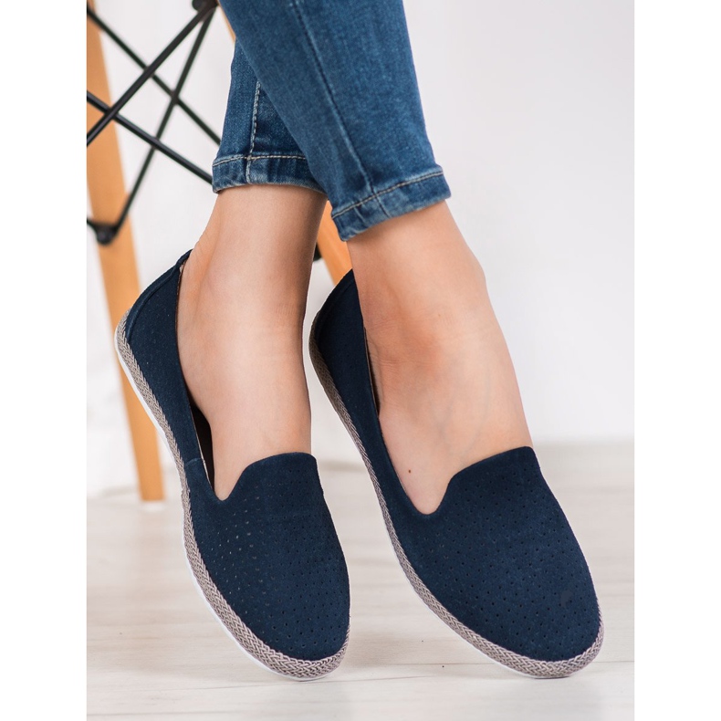 Filippo Durchbrochene Herren aus Leder blau 2