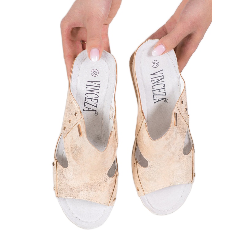 VINCEZA Keilsandalen golden 2