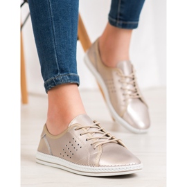 Kylie Schnürschuhe aus Leder golden 1