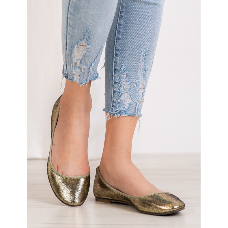 SHELOVET Glänzende Ballerinas golden 1