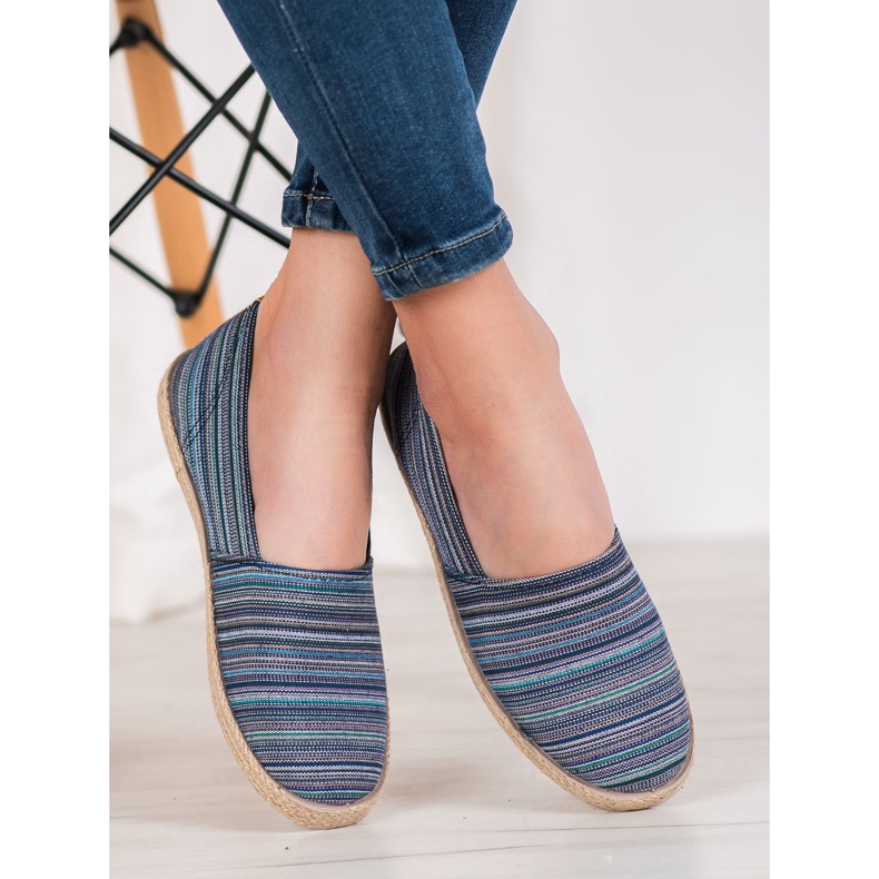 McKey Gestreifte Espadrilles braun marineblau blau grün 1