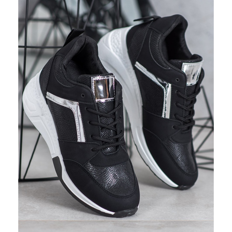 SHELOVET Keil Turnschuhe schwarz 1