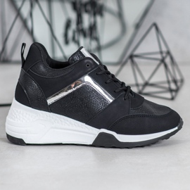 SHELOVET Keil Turnschuhe schwarz 2