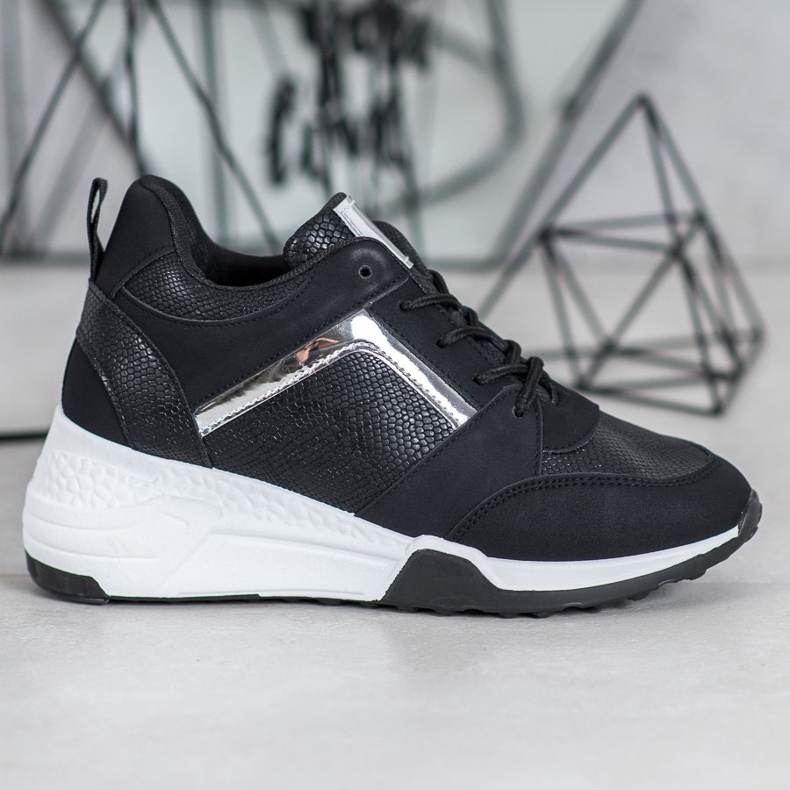 SHELOVET Keil Turnschuhe schwarz 2