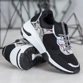 SHELOVET Sneakers mit Schlangenprint schwarz 2