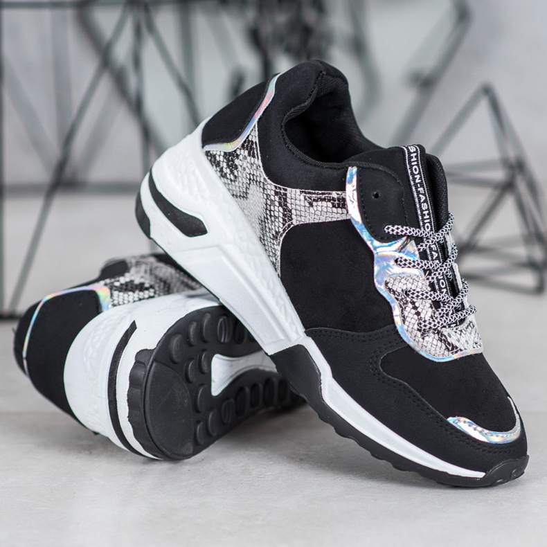 SHELOVET Sneakers mit Schlangenprint schwarz 2