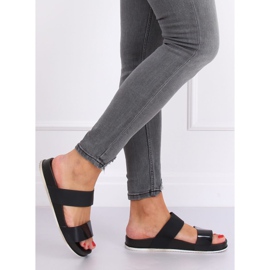 Schwarz CK66P Schwarze Hausschuhe mit Gummiriemen 2