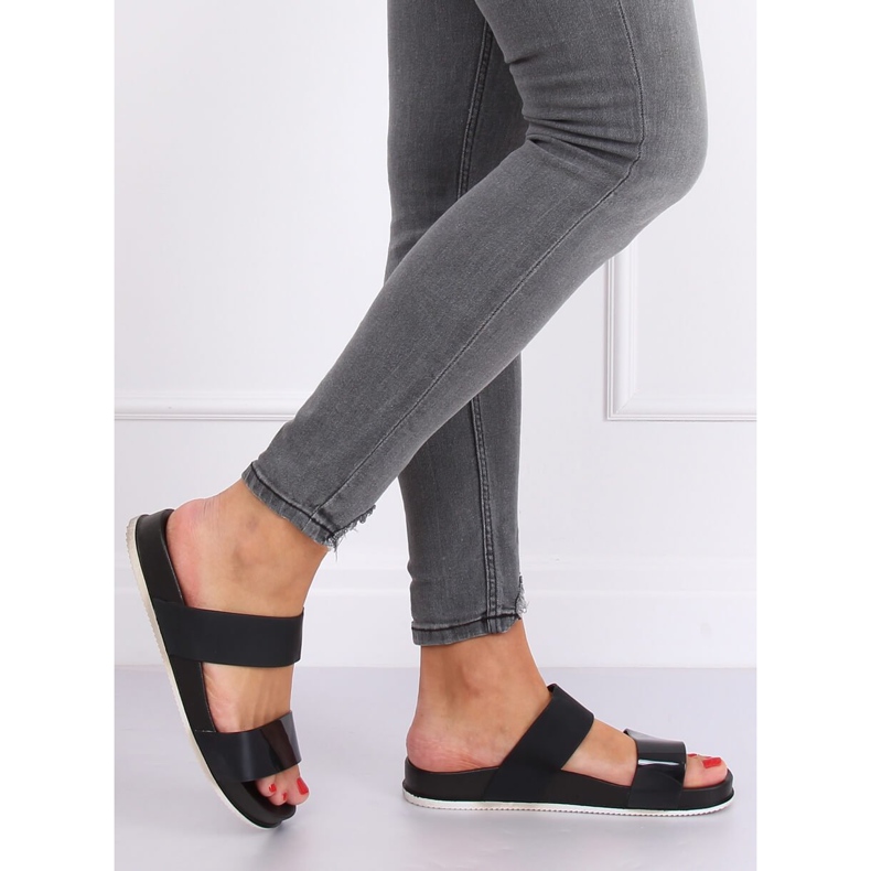 Schwarz CK66P Schwarze Hausschuhe mit Gummiriemen 2