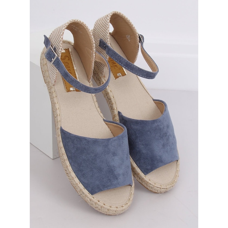 BB28P Blau geschnittene Espadrilles braun 2