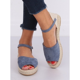 BB28P Blau geschnittene Espadrilles braun 1