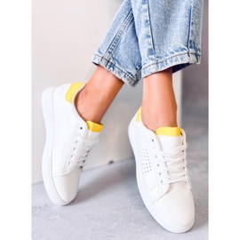 Weiße und gelbe Sneakers für Damen LV101P Gelb 2