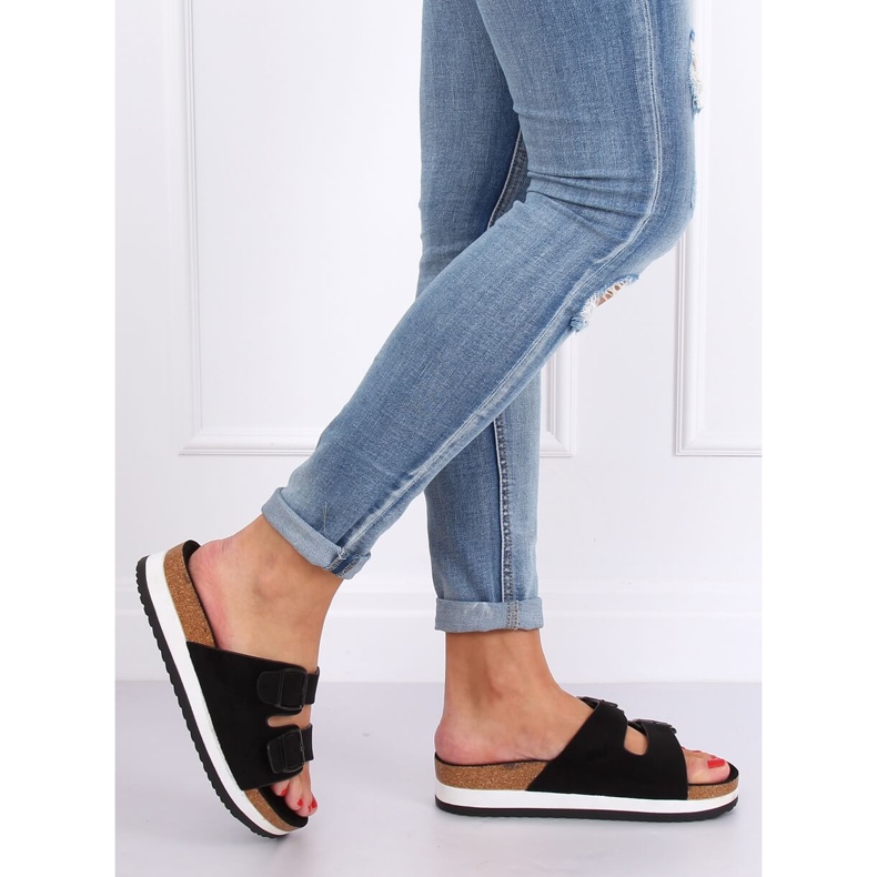 Schwarze Scholki-Hausschuhe SS115P Schwarz 1