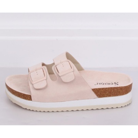 Beige Scholki-Hausschuhe SS115P Beige mehrfarbig rosa 2